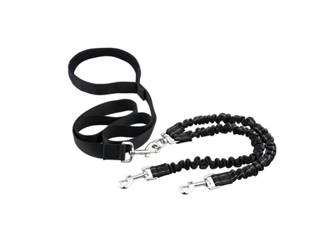 Trela Elástica Dupla Leeko para 2 Cães Anti-Emaranhado Nylon Reflexivo Anti-Choque para Caminhadas Caminhadas Caminhadas YONALA