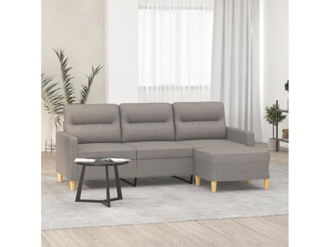 3-seater Sofa With Footstool, 3-seater Sofas With Footstools Vidaxl Cinzento-acastanhado Tecido (n/a)