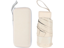 Guarda-chuva Dobrável Feminino, Proteção Uv, Leve, Pongee Bege, Compacto E Portátil.