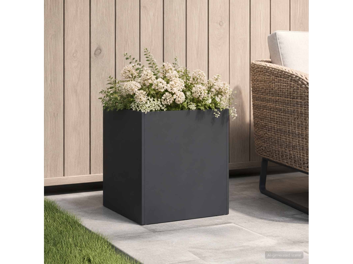 Vidaxl Vaso De Jardim Preto 25 X 25 X 25 Cm Aço Laminado A Frio