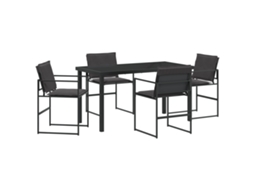 Conjunto 5 De Jantar De Jardim Com Almofadas Vidaxl Preto Textilene E Aço