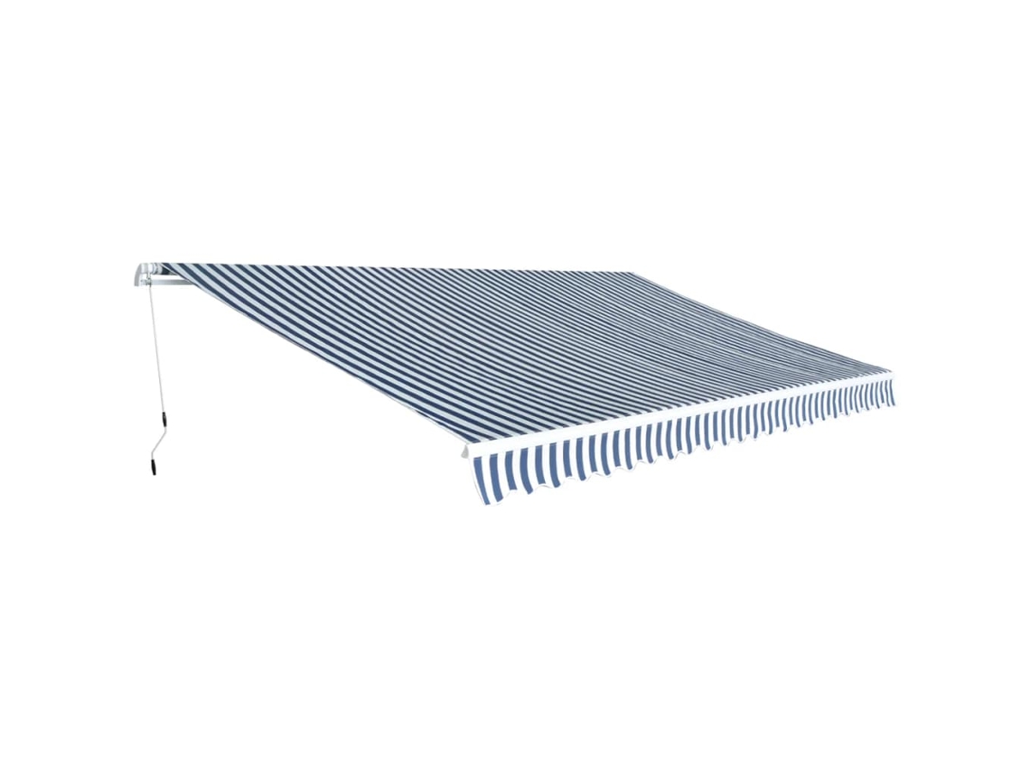 Vidaxl Toldo Dobrável Manual 500 Cm Azul E Branco