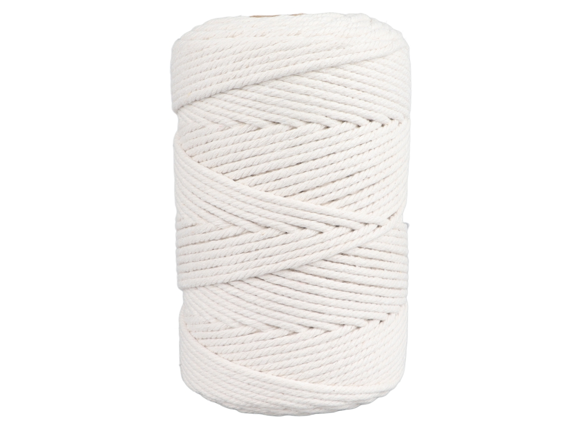 Cordão De Algodão Para Macramê Branco De 4 Mm E 20 Metros Para Pendurar Na Parede, Pendurar Plantas, Artesanato E Tricô Slowmoose