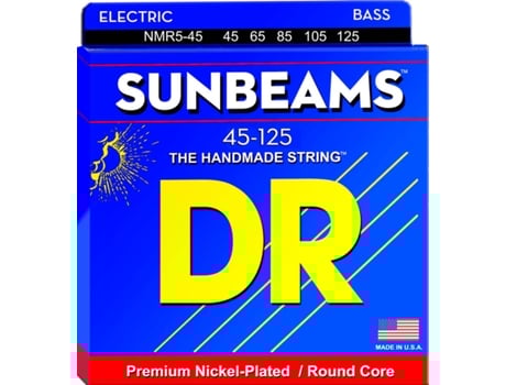 Jogo de Cordas Baixo Elétrico DR NMR5-45 Sunbeam (.045 - .065 - .085 - .0105 - .0125 - Níquel)