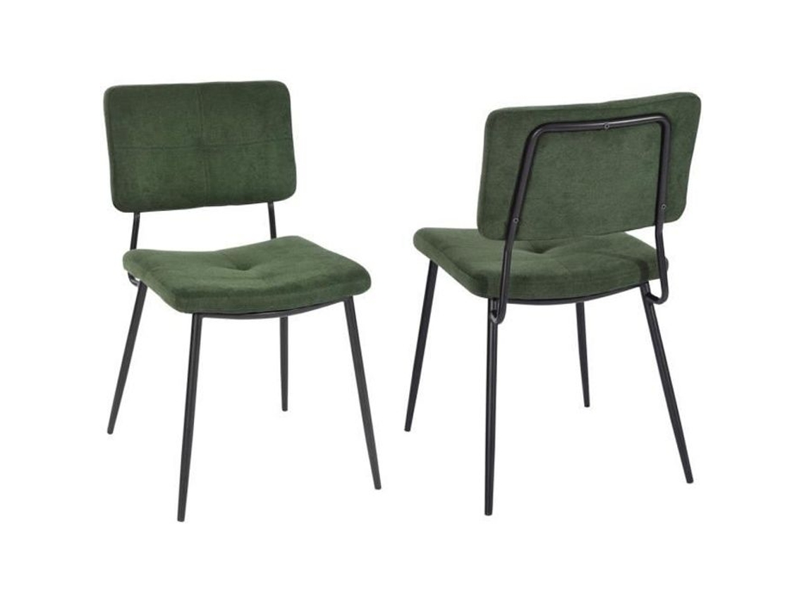 Conjunto De 2 Cadeiras De Sala De Jantar, Tecido Verde E Pés Em Metal Preto, Para Cozinha Sala Quarto Escritório, 59,5x45x82cm Meubles Cosy