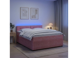 Vidaxl Cama Box Spring Com Colchão Rosa 160 X 200 Cm Veludo