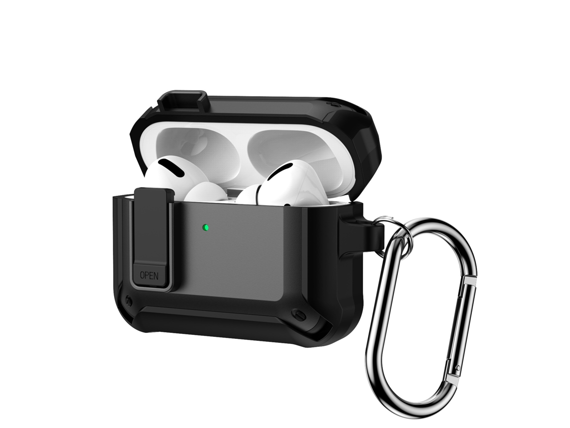 Capa para Airpods 4, com Fecho de Segurança, À Prova de Choque, Preta
