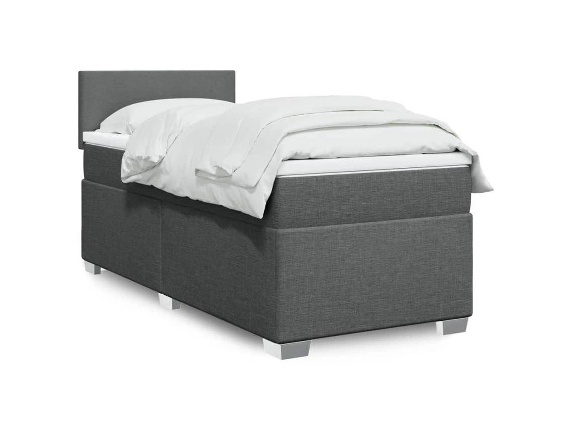 Cama Com Molas/colchão 80x200 Cm Tecido Cinzento-escuro