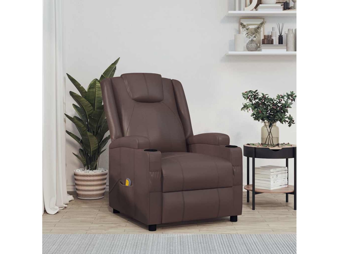 Vidaxl Cadeira De Massagens Couro Artificial Castanho