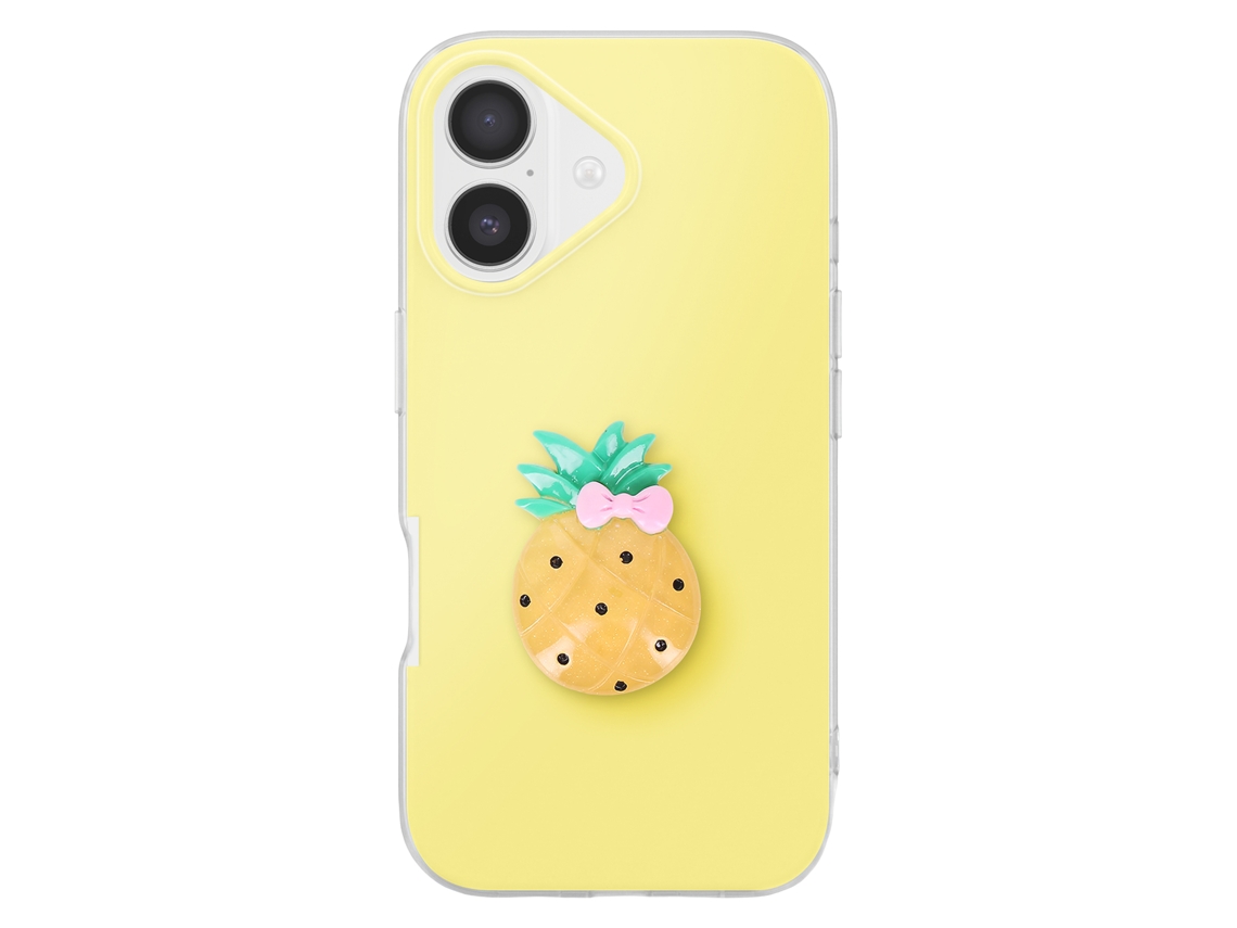 Capa Para Iphone 16 Com Motivo Abacaxi Em Relevo 3d E Borda Elevada