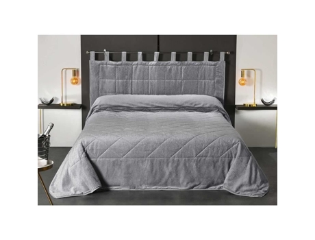 Colcha de Cama Estilo Veludo Cinza Claro 230 X 250 Cm LINDER