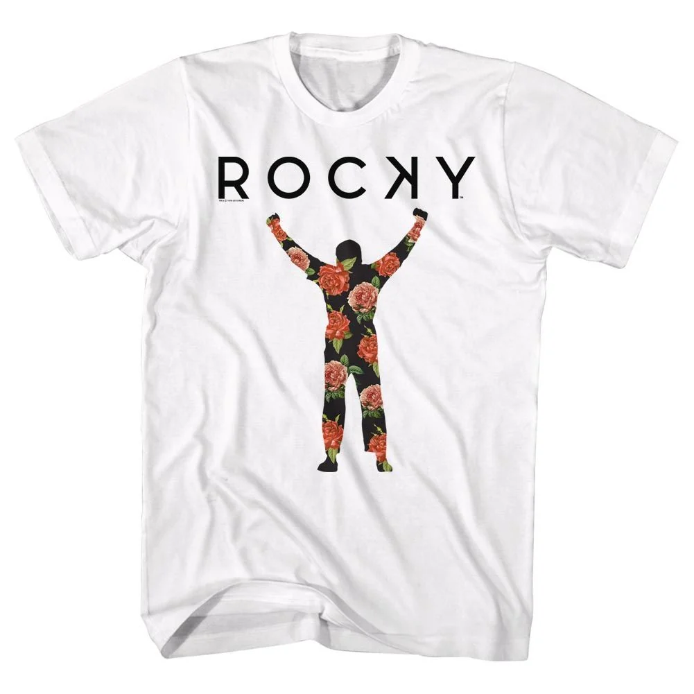 Rockinstone Rocky Movie Flower 2 White Adult T-shirt Size:s