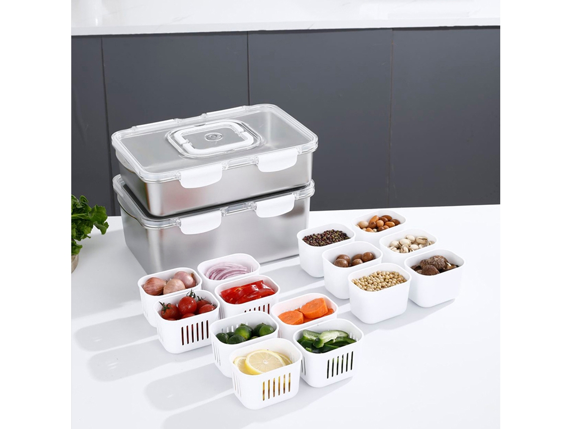 Bandeja De Aço Inoxidável Para Lanches, Recipiente Hermético Para Armazenamento De Alimentos Na Geladeira