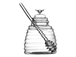 Pote De Vidro Para Mel Com Colher, Recipiente Transparente De 500ml Que Não Pinga, Ideal Para Servir E Armazenar Mel.