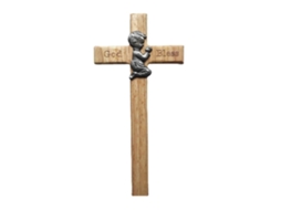 Cruz de Madeira com Menino para Decoração de Natal e Presente ARTES MARCA