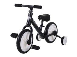 Bicicleta Infantil 2 em 1 Equilíbrio, Rodas/pedais Removíveis, Selim Ajustável 12”, para 2 5 Anos, Aço Preto Ge