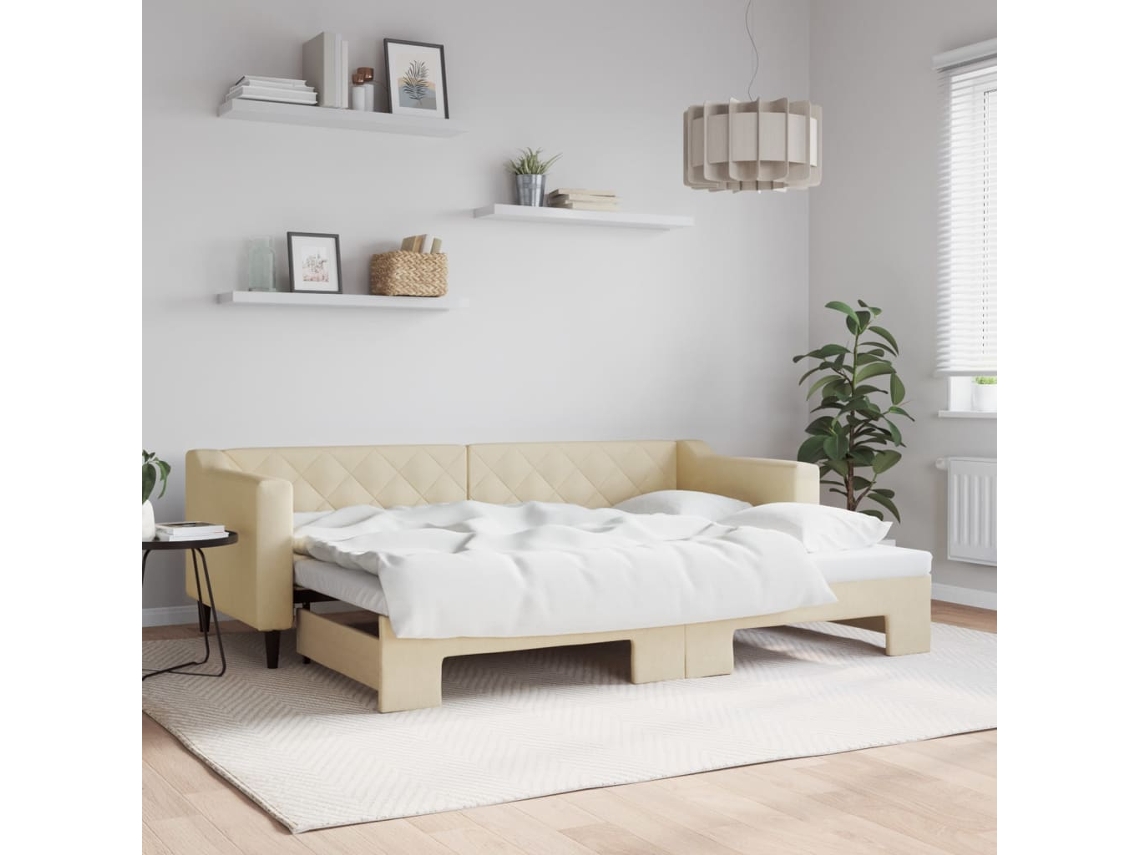 Vidaxl Sofá-cama Com Gavetão 80x200 Cm Tecido Cor Creme