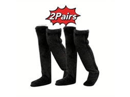 2 Pares De Meias Até Ao Joelho, Meias Altas E Quentinhas Para O Inverno, Aquecedores De Perna Macios E Quentes (pretas) Cuich