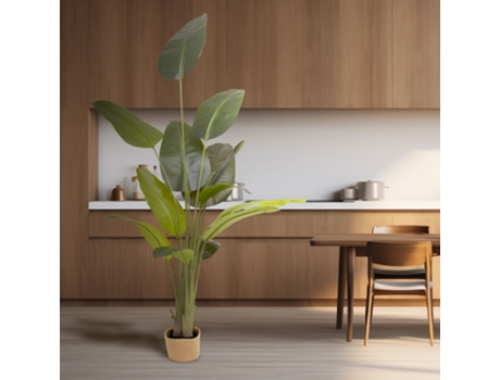 Traveller Banana 210 Planta Decorativa De Bananeira Tropical Artificial H210 Cm Para Interior E Exterior Com Vaso Bege Frankystar