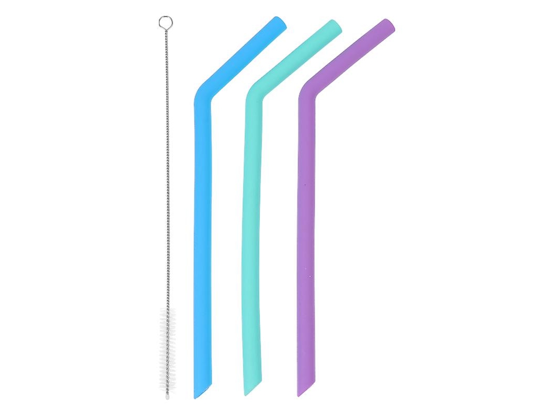 4 Unidades De Canudos De Silicone Com Escova De Limpeza Allinless