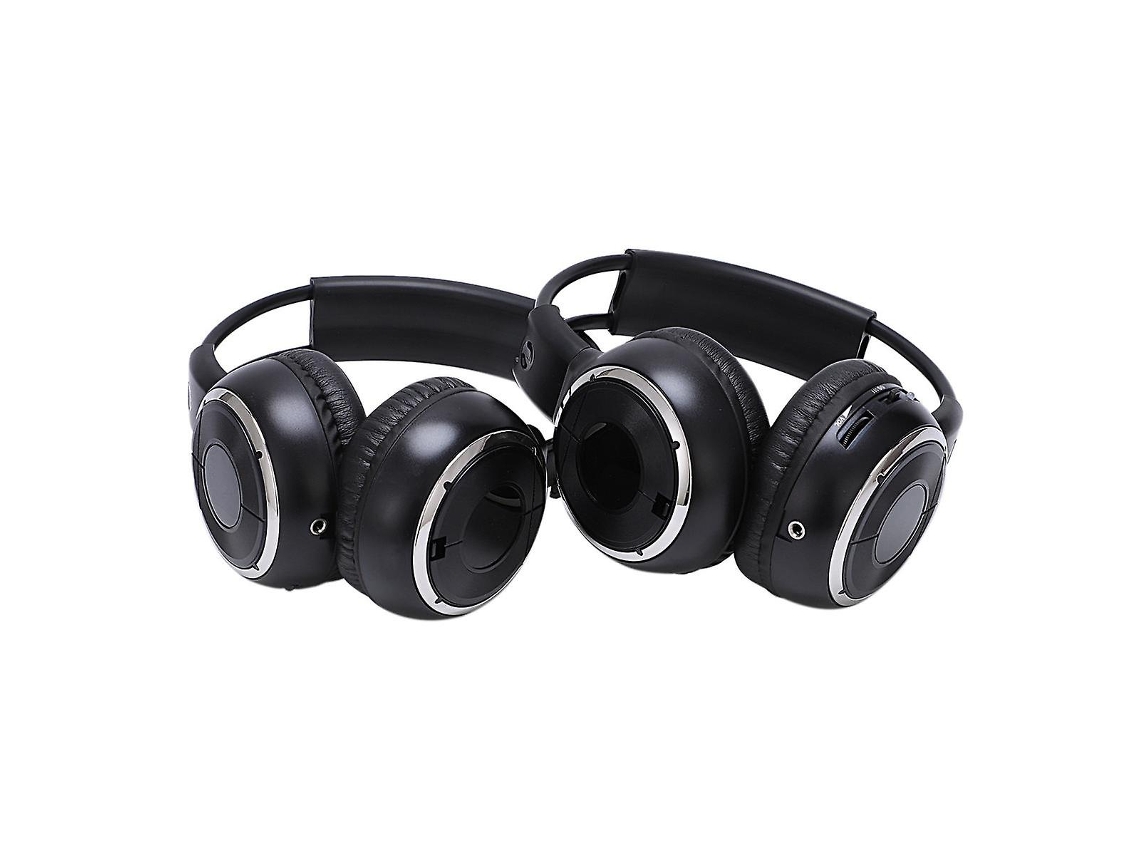 Fones De Ouvido Estéreo Sem Fio Infravermelho Duplo Fone De Ouvido Ir Para Carro Dvd Player Encosto De Cabeça Preto Slowmoose