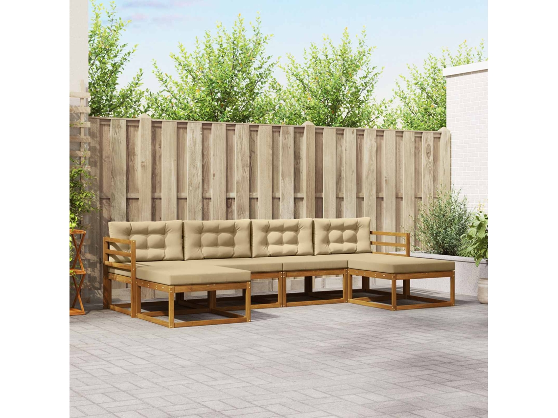 Vidaxl Conjunto De Sofás Para Exterior 6 Unid. Natural E Bege