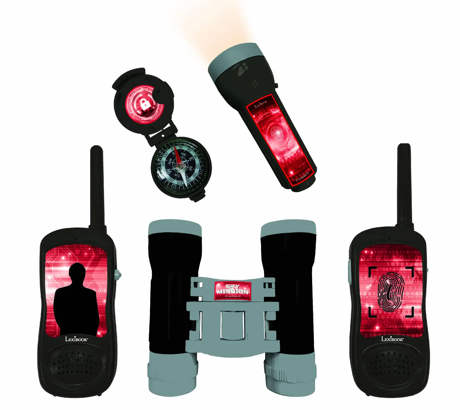 Conjunto Completo De Espiões Com Walkie Talkies Até 120 M, Binóculos, Lanterna E Bússola