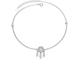 Relógio De Pulseira Para Mulher - Enfeite De Cubic Zirconia Com Design De Caçador De Sonhos - Ajustável - 10,63 Polegadas - Prata Sterling - Pulseira