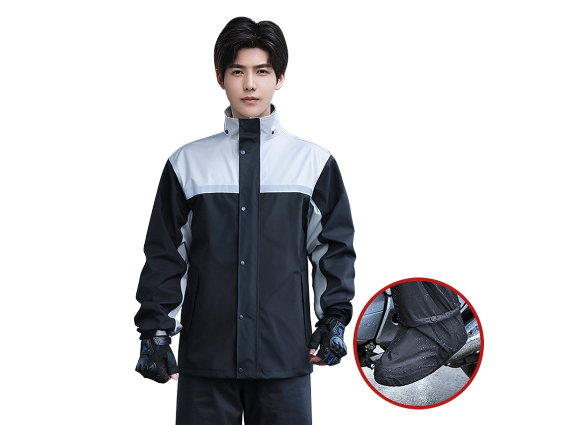 Traje de Chuva para Homem, Impermeável, com Capuz e Calças Reflectoras, Jaqueta e Calças de Chuva S/MARCA