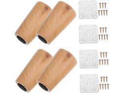 Conjunto De 4 Pés Madeira Maciça Para Móveis, Com Formato Cônico E Inclinado, Ideais Para Sofás, Mesas, Camas E Armários