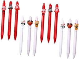 Conjunto De 12 Canetas Esferográficas Natalinas Nuobesty Com Cabo