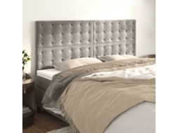 Vidaxl Cabeceira Cinza Claro 200x5x118/128 Cm Veludo