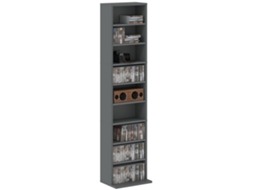 Rangements For Cd And Dvd 9 Compartiments And 6 Étagères Réglables Capacité Max . 260 Cd . 120 Dvd 33 X 24 X 140 Cm Gray