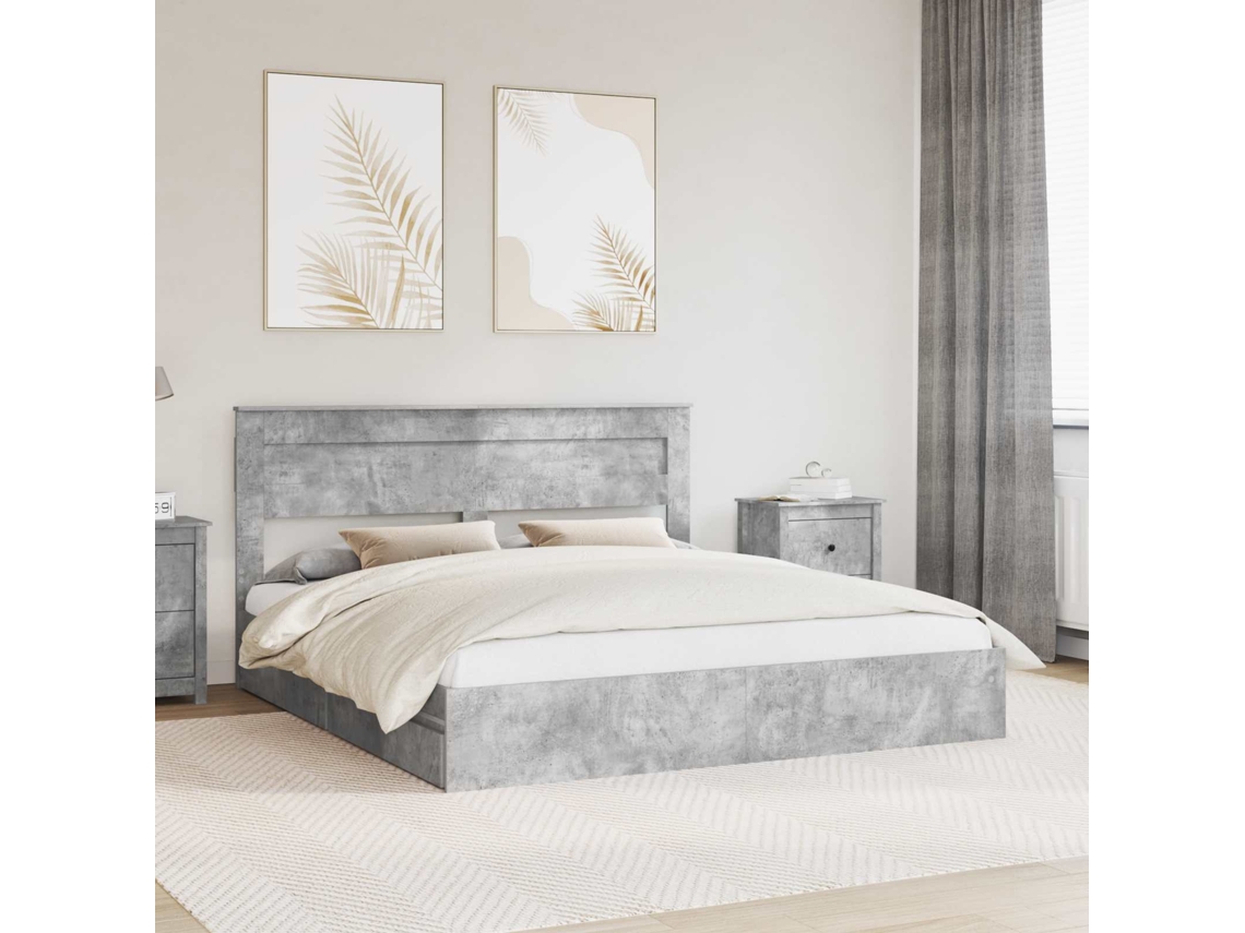 Vidaxl Cama Com Armazenamento Com Gaveta Cinzento 200 X 200 Cm