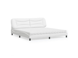 Vidaxl Cama Com Colchão Hvar 200x200 Cm Couro Artificial Branco