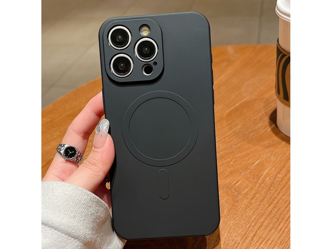 Capa Magsafe Para Iphone 16 Pro - Silicone Líquido Com Cor Sólida | Magnética - Preta