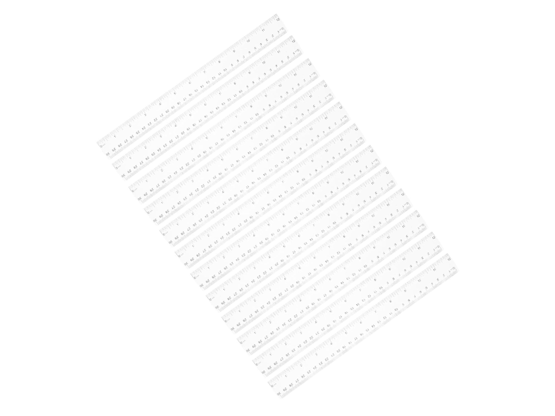 Lurelia Régua Plástica 12 Peças 30 Cm Com Escala Dupla E Transparente Para Escola