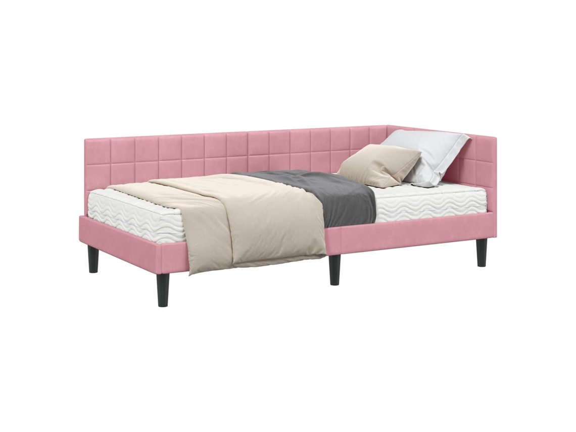 Estrutura de Cama de Canto com Colchão 2 Pcs Veludo Cinzeto MAISON EXCLUSIVE