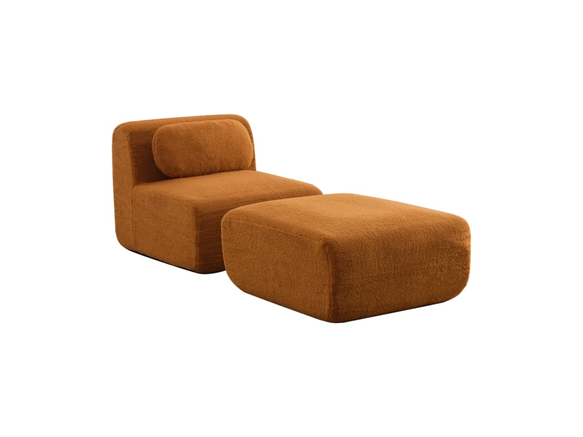 Sofá Modular Chenille Caramelo Com Espuma 30d E Base Antiderrapante Para Sala Moderna E Confortável