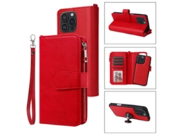 Capa Em Couro Pu Para Apple Iphone 16 Pro Max - Cor Vermelho