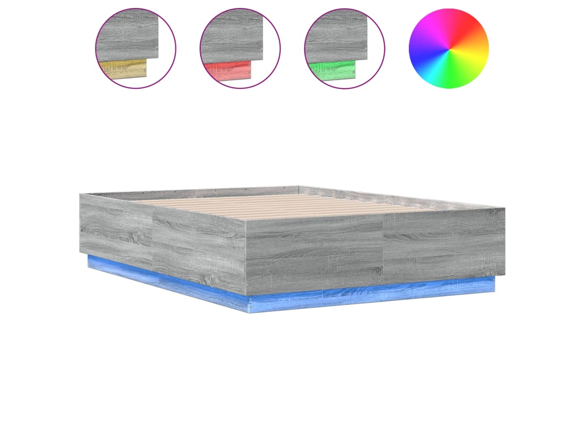 Bed Frame, Bed Frames Vidaxl Cinzeto Madeira Processada (135 X 190 Cm)