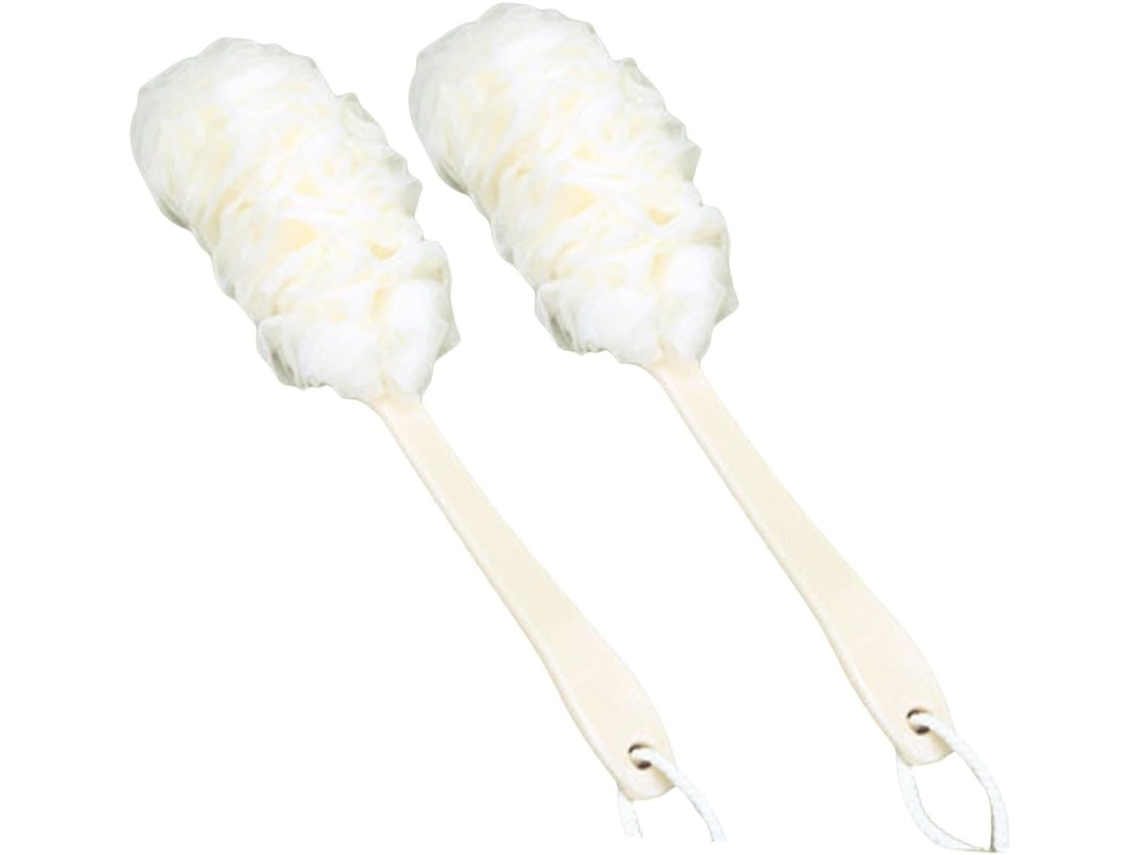 Lurelia Conjunto De 2 Escovas Esponja De Banho Para Duche, Esponja Suave, Cabo Longo E Cor Branco