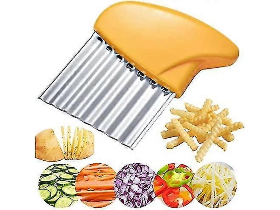 Picador Ondulado Multifuncional De Aço Inoxidável Everley891 (amarelo)