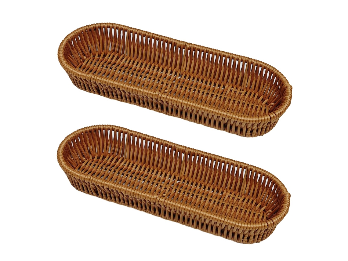 Cestas Tecidas À Mão para Utensílios e Pão, Formato Oval, Kit com 2 Peças. Estilo Campestre, Perfeitas para Decoração de Cozinha e Mesa.