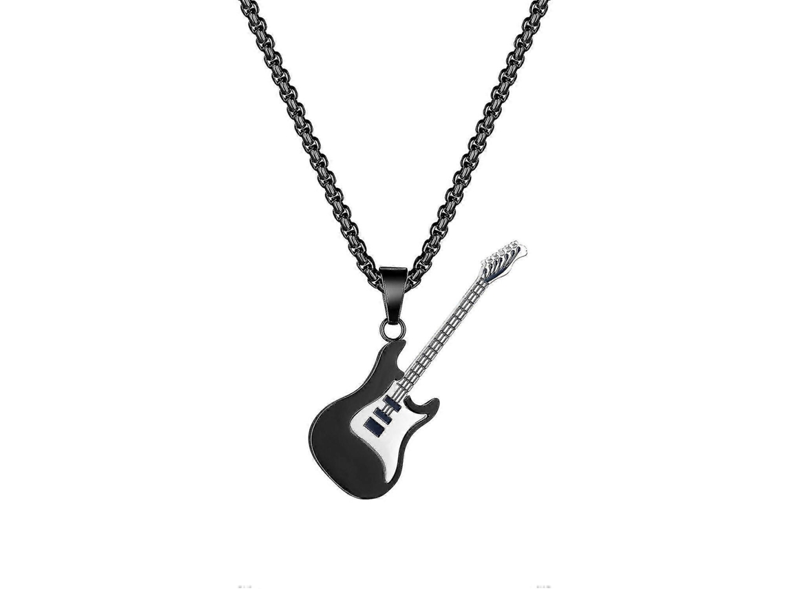 Pendente Guitarra Clássica Colar Aço Titânio Masculino Moda
