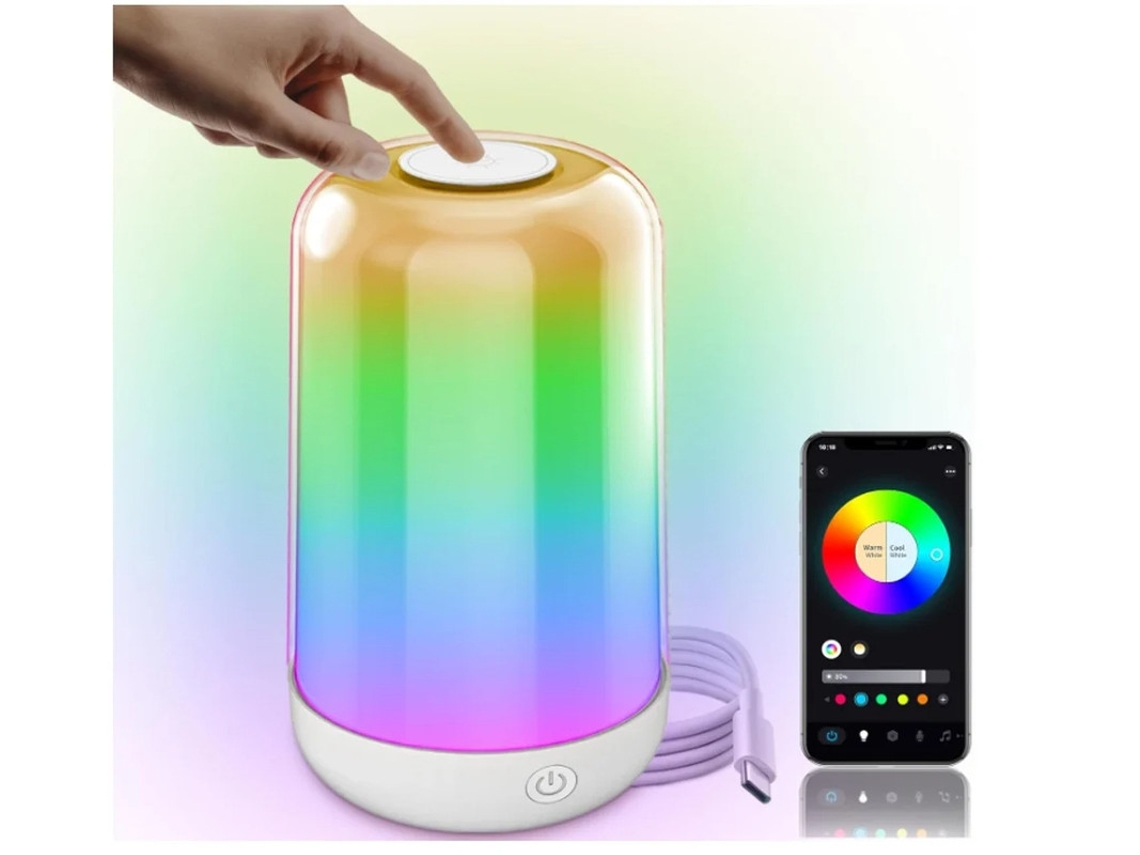 Candeeiros De Mesa Sem Fios Recarregáveis ​​reguláveis ​​toque Lâmpada De Cabeceira Branco Rgb Mudança De Cor E Temporizador Controlo De Bestvite