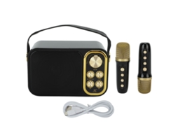 Máquina de Karaokê Portátil com 2 Microfones Bluetooth para Festa