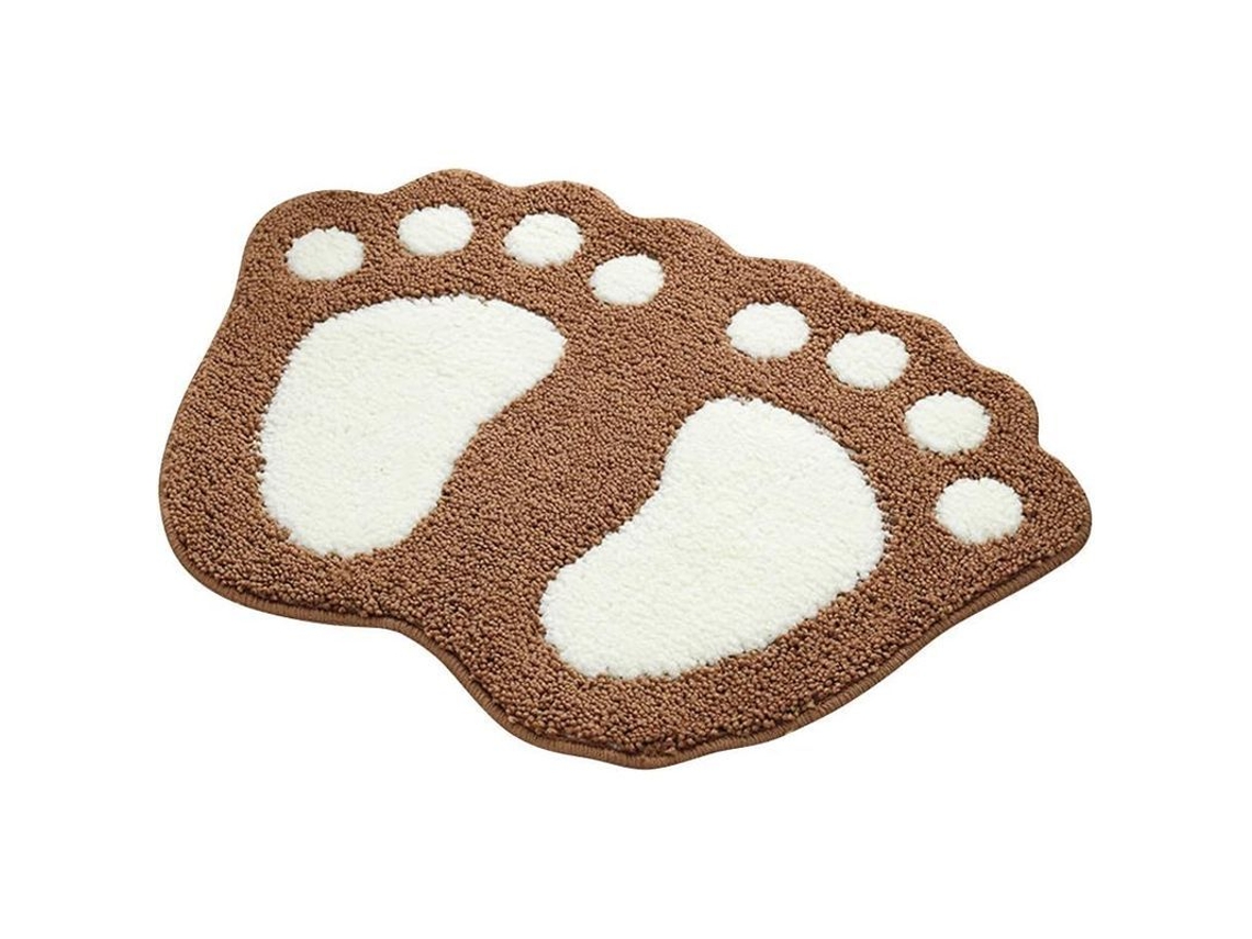 2026 alfombra Anti deslizante Absorbente Baño Diseño Pies Grandes Poliéster Marrón 40x60cm Marrón
