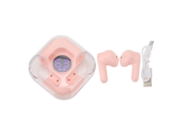 Aetheria fones de Ouvido Bluetooth 5.1 Sem Fio Ip54 Impermeável Bass Profundo para Esportes Rosa com Display de Bateria