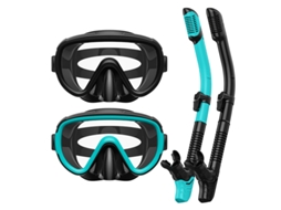 Conjunto de máscara de snorkel antidrogas Czhhmart com tubo seco, 2 unidades. Verde-preto